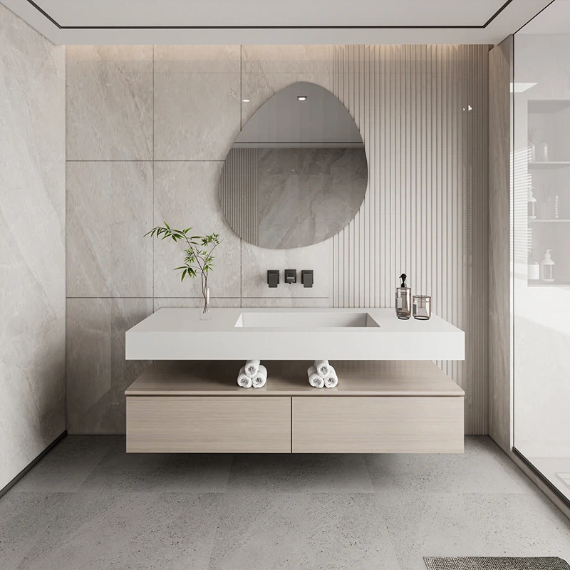 Moderni valkoinen kylpyhuonekaappi